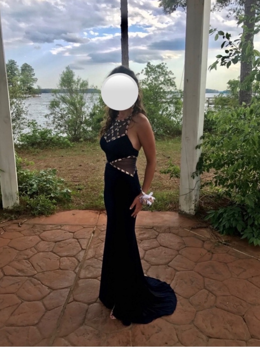 One of a Kind Navy Blue Prom Dress